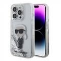 Karl Lagerfeld Liquid Glitter Case with NFT Karl Head - Silver - iPhone 15 Pro