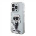 Karl Lagerfeld Liquid Glitter Case with NFT Karl Head - Silver - iPhone 15 Pro