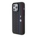 BMW M PU Leather Case with Hexo Pattern & Stripe for iPhone 15 Pro Max