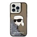 حافظة Karl Lagerfeld Liquid Glitter مع رأس NFT Karl - أسود - iPhone 15 Pro