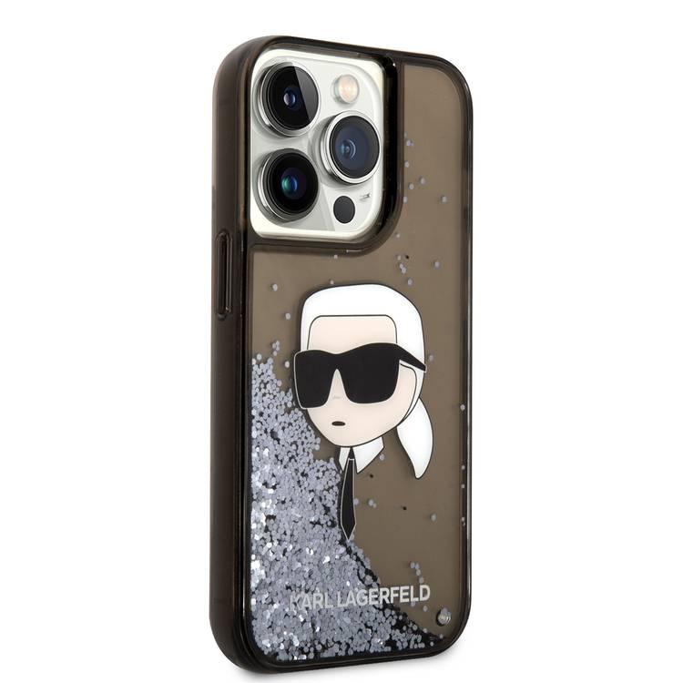 حافظة Karl Lagerfeld Liquid Glitter مع رأس NFT Karl - أسود - iPhone 15 Pro