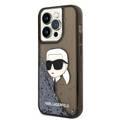 حافظة Karl Lagerfeld Liquid Glitter مع رأس NFT Karl - أسود - iPhone 15 Pro