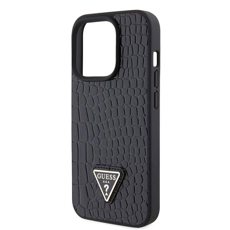 Guess Croco Case with Triangle Logo - Black - iPhone 15 Pro Max