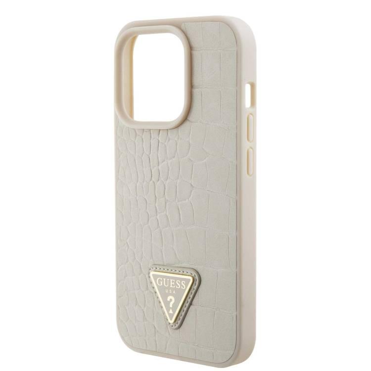 Guess Croco Case with Triangle Logo - Gold - iPhone 15 Pro Max