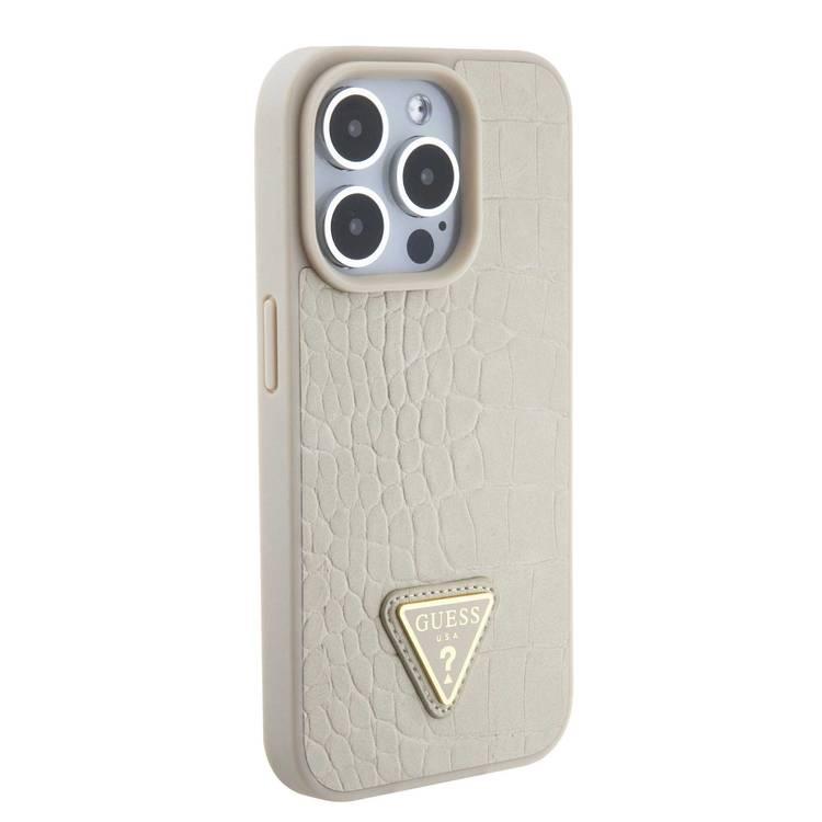 Guess Croco Case with Triangle Logo - Gold - iPhone 15 Pro Max