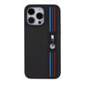 BMW M PU Leather Case with Mesh Tricolor Pattern for iPhone 15 Pro