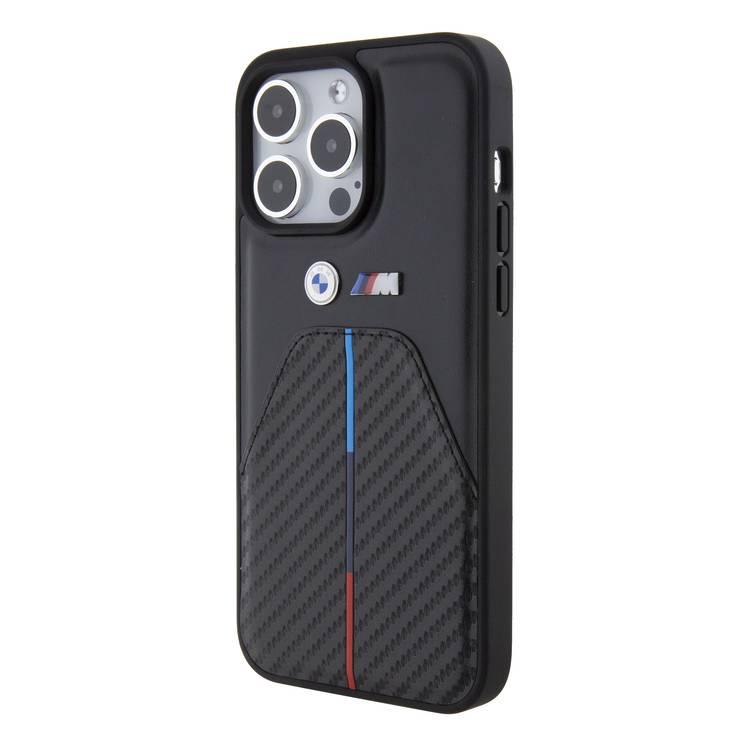 BMW M PU Leather & Carbon Case with Metal Logo for iPhone 15 Pro Max