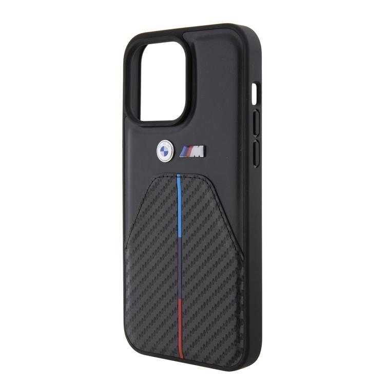 BMW M PU Leather & Carbon Case with Metal Logo for iPhone 15 Pro Max