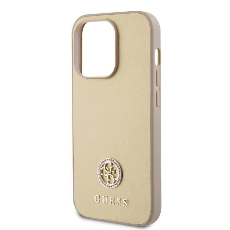 Guess PU Case with Metal 4G Strass Logo - Gold - iPhone 15 Pro Max