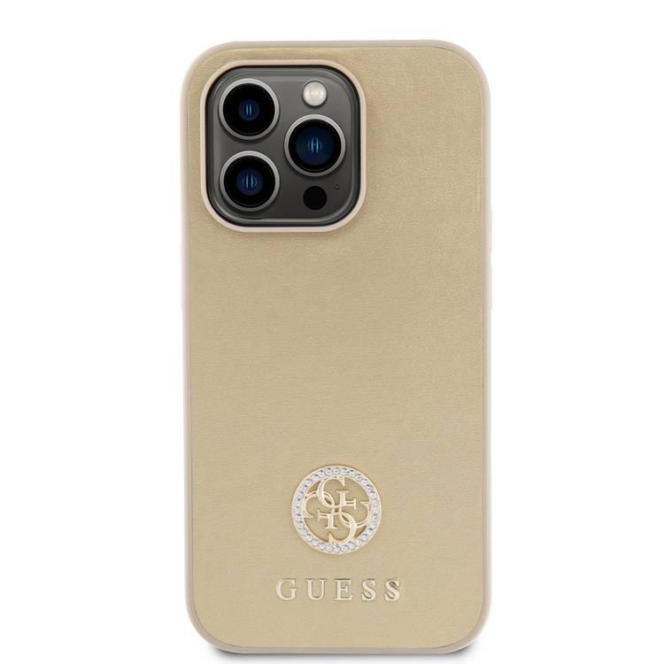 Guess PU Case with Metal 4G Strass Logo - Gold - iPhone 15 Pro Max