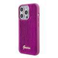 Guess Sequin Script Case with Guess Metal Logo - Fuchsia - iPhone 15 Pro Max