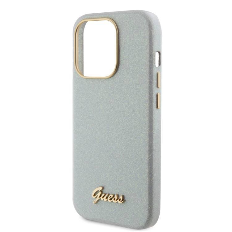 Guess PU Glitter Glossy Case with Guess Script Logo - Grey - iPhone 15 Pro
