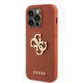 Guess Perforated PU Leather Case with 4G Glitter  - Orange - iPhone 15 Pro Max