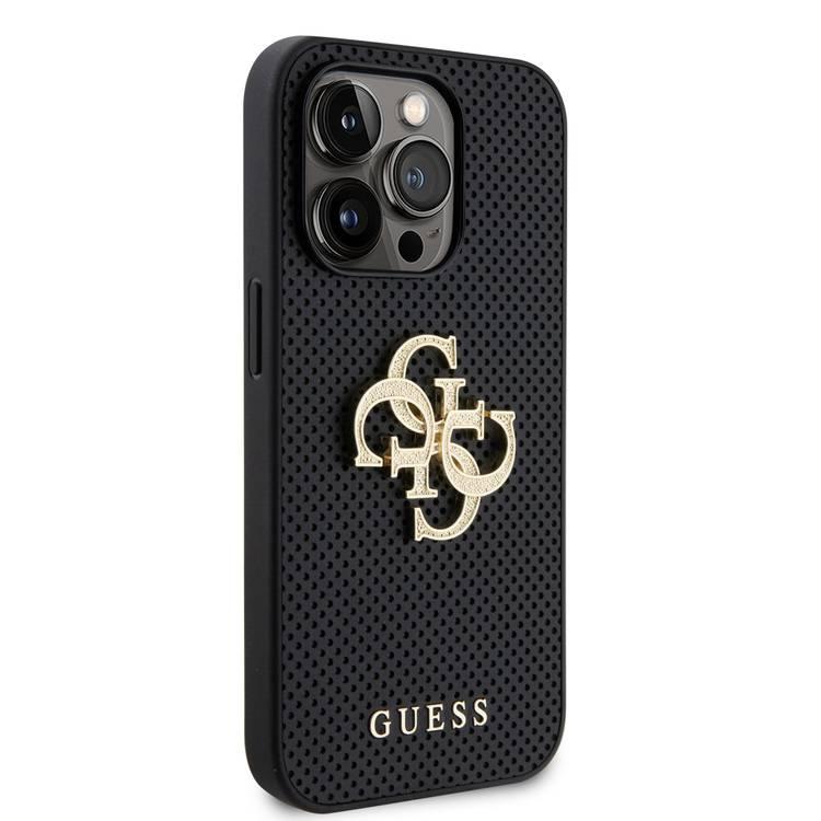 Guess Perforated PU Leather Case with 4G Glitter - Black - iPhone 15 Pro Max