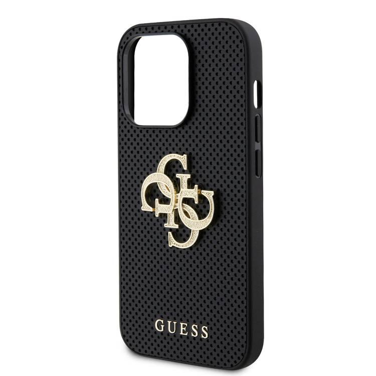 Guess Perforated PU Leather Case with 4G Glitter - Black - iPhone 15 Pro Max