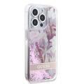 Guess HC Liquid Glitter Case with Flower Pattern  - Pink - iPhone 15 Pro Max