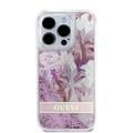 Guess HC Liquid Glitter Case with Flower Pattern  - Pink - iPhone 15 Pro Max