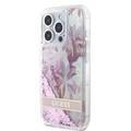 Guess HC Liquid Glitter Case with Flower Pattern  - Pink - iPhone 15 Pro Max