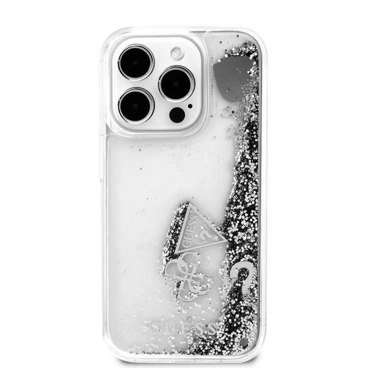 Guess HC Liquid Glitter Case with Charms Pattern - Silver - iPhone 15 Pro Max