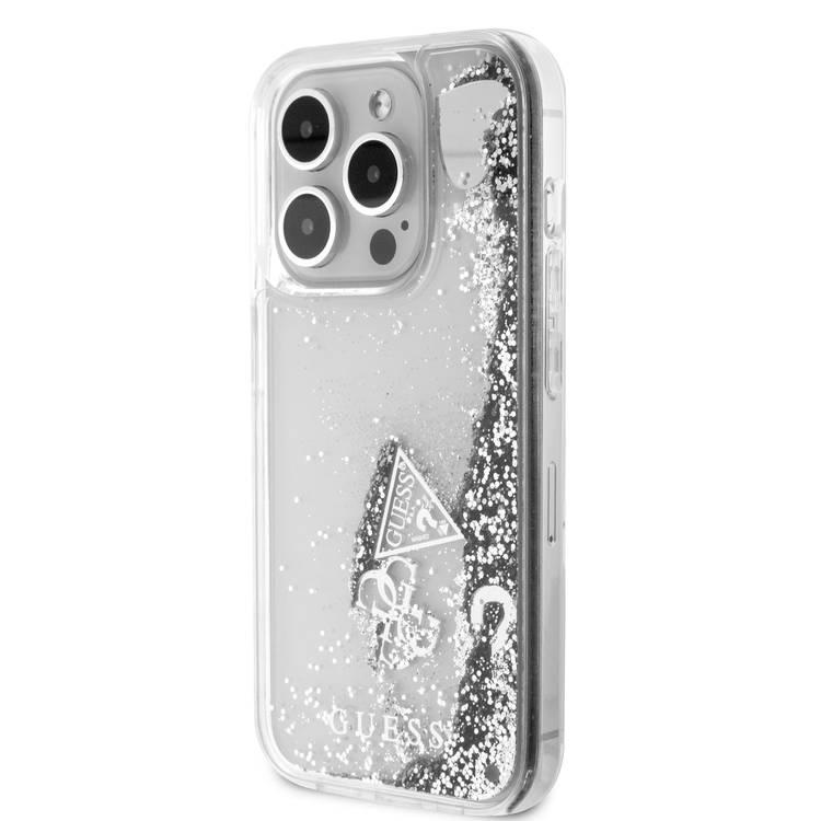 Guess HC Liquid Glitter Case with Charms Pattern - Silver - iPhone 15 Pro Max