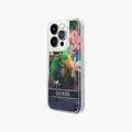 Guess HC Liquid Glitter Case with Flower Pattern  - Blue - iPhone 15 Pro Max