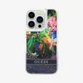 Guess HC Liquid Glitter Case with Flower Pattern  - Blue - iPhone 15 Pro Max