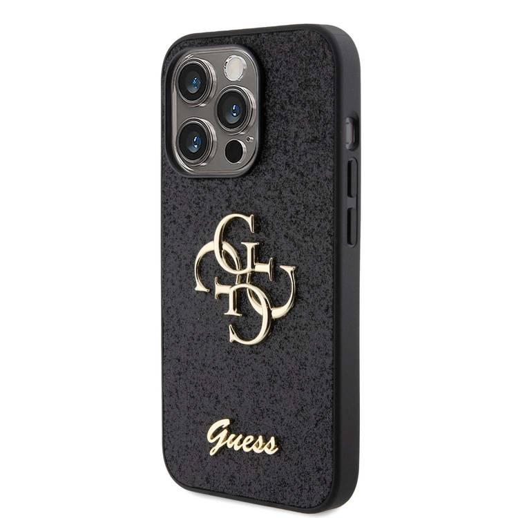 Guess Fixed Glitter Case with Big 4G Logo - Black - iPhone 15 Pro Max