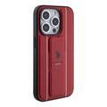 U.S.Polo Assn. PU Leather Textured Pattern Grip Stand Case for iPhone 15 Series - Red - iPhone 15 Pro Max