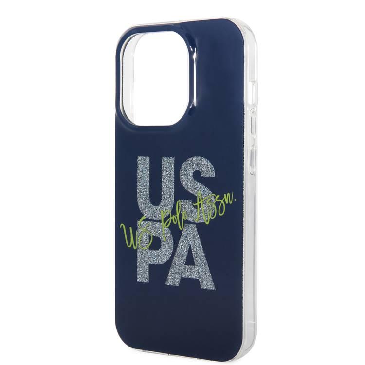 U.S.Polo Assn. IML Glitter Script Hard Case for iPhone 15 Pro - Navy