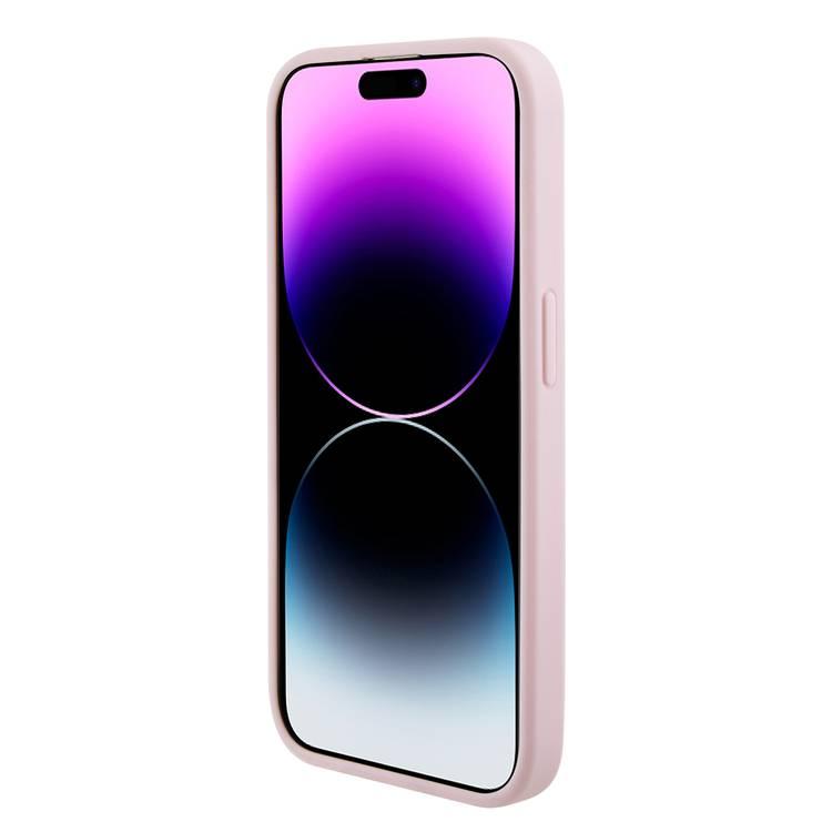 حقيبة Guess Gripstand Saffiano مع شعار 4G Strass Metal - القرنفل - iPhone 15 Pro