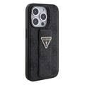 Guess Gripstand PU Leather Case with 4G Triangle Strass Pattern - Black - iPhone 15 Pro