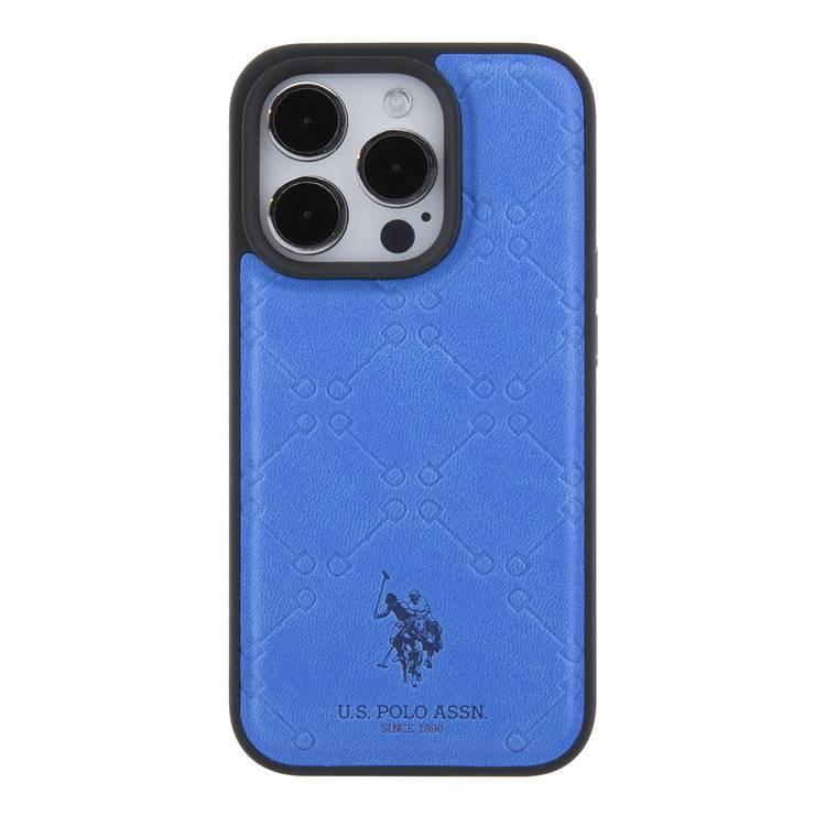 U.S.Polo Assn. PU Leather HS Pattern Case for iPhone 15 Series - Blue - iPhone 15 Pro Max