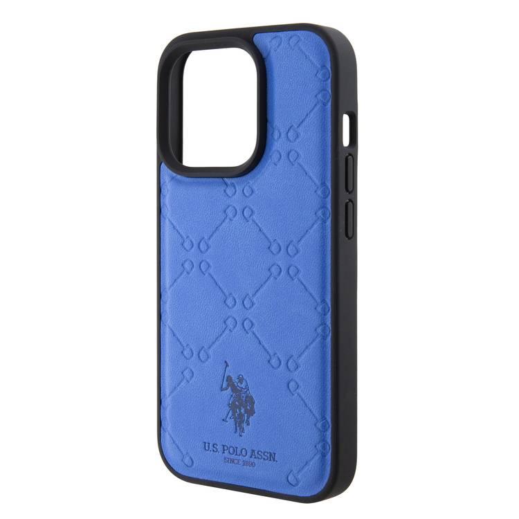 U.S.Polo Assn. PU Leather HS Pattern Case for iPhone 15 Series - Blue - iPhone 15 Pro Max