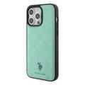 U.S.Polo Assn. PU Leather HS Pattern Case for iPhone 15 Pro Max - Black - أخضر - iPhone 15 Pro