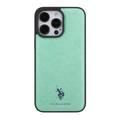 U.S.Polo Assn. PU Leather HS Pattern Case for iPhone 15 Pro Max - Black - أخضر - iPhone 15 Pro