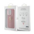Guess Gripstand Saffiano Case with 4G Strass Metal Logo - Pink - iPhone 15 Pro Max