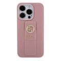 Guess Gripstand Saffiano Case with 4G Strass Metal Logo - Pink - iPhone 15 Pro Max