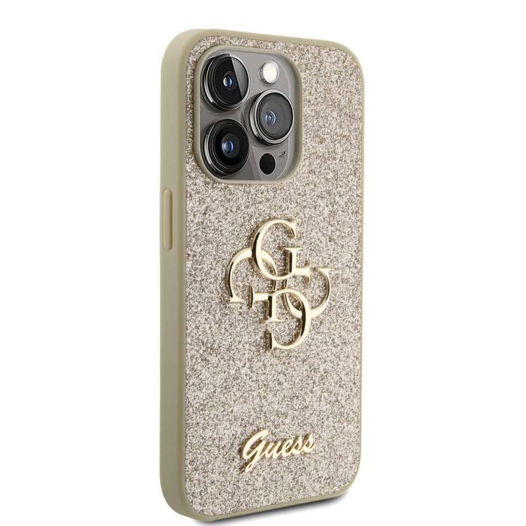 Guess Fixed Glitter Case with Big 4G Logo - Gold - iPhone 15 Pro Max