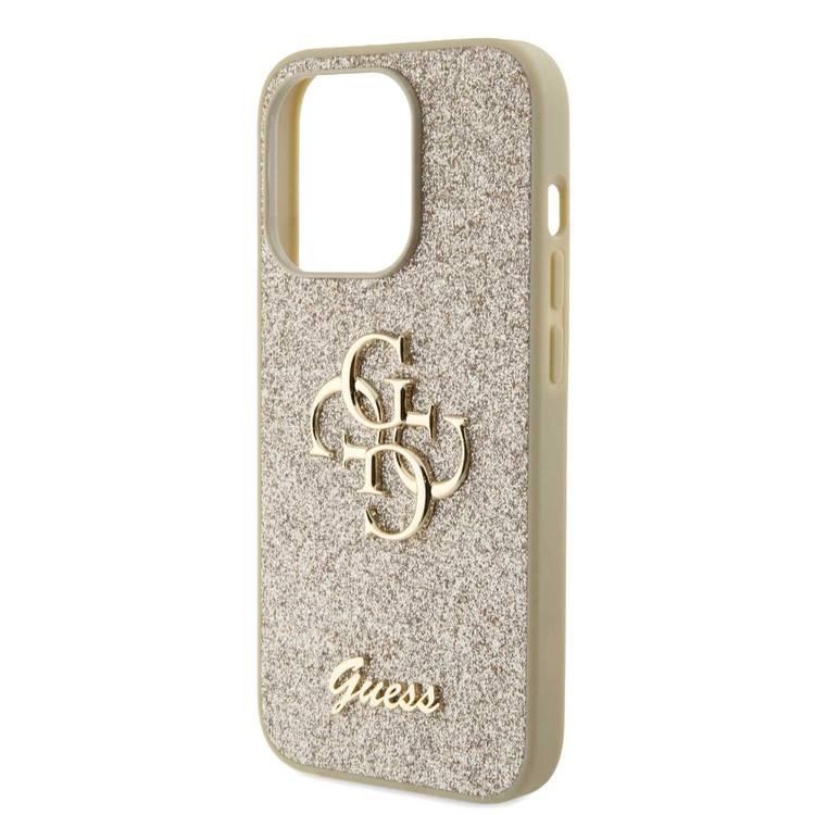 Guess Fixed Glitter Case with Big 4G Logo - Gold - iPhone 15 Pro Max