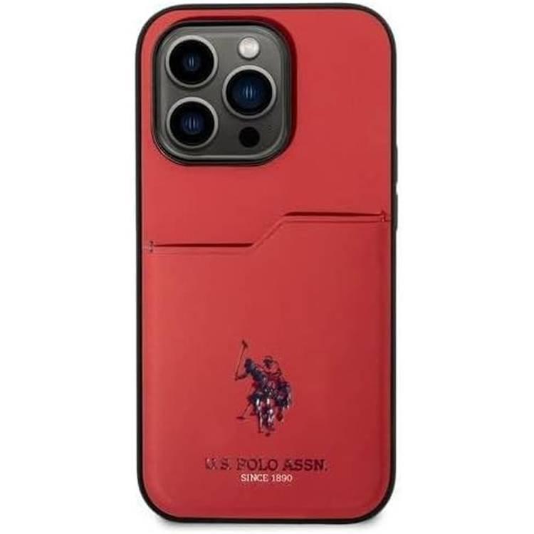 U.S.Polo Assn. PU Card Slot DH Hard Case  - Red - iPhone 15 Pro Max