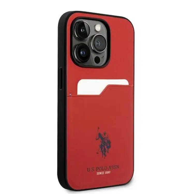 U.S.Polo Assn. PU Card Slot DH Hard Case  - Red - iPhone 15 Pro Max