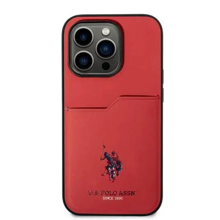 U.S.Polo Assn. PU Card Slot DH Hard Case  - Red - iPhone 15 Pro Max