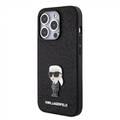 Karl Lagerfeld Fixed Glitter Case with Ikonik Logo Metal Pin - Black - iPhone 15 Pro