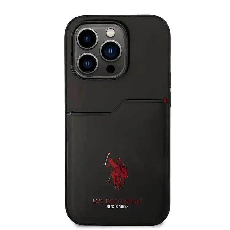 U.S.Polo Assn. PU Card Slot DH Hard Case  - Black - iPhone 15 Pro Max
