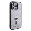 Karl Lagerfeld Fixed Glitter Case with Ikonik Logo Metal Pin - Silver - iPhone 15 Pro Max