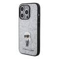 Karl Lagerfeld Fixed Glitter Case with Ikonik Logo Metal Pin - Silver - iPhone 15 Pro Max