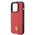 Ferrari iPhone 15 Pro For PU Leather Case with Italy Flag Line - Red