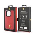 Ferrari iPhone 15 Pro For PU Leather Case with Italy Flag Line - Red