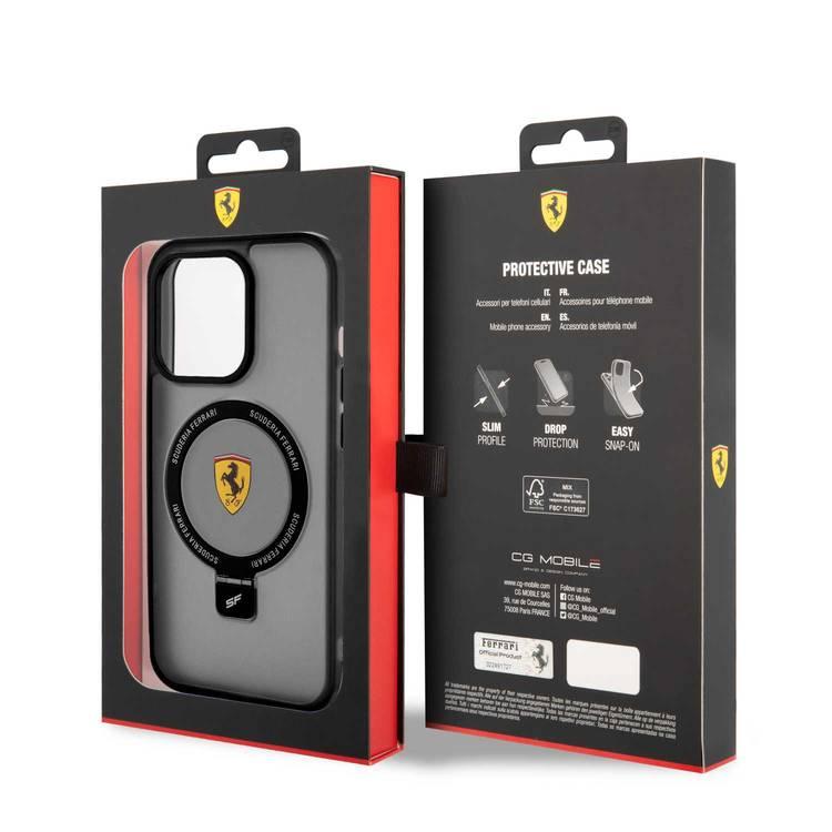 Ferrari iPhone 15 Pro Max For Magsafe Ring Stand Case - Black