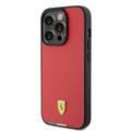 Ferrari iPhone 15 Pro Max For PU Leather Case with Italy Flag Line - Red